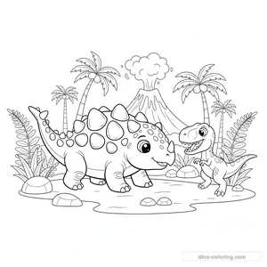 Desenho Defending Ankylosaurus para Colorir #26