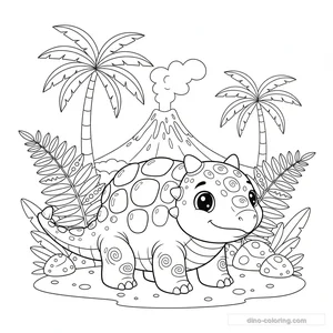 Desenho Baby Ankylosaurus para Colorir #23
