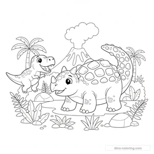 Desenho Defending Ankylosaurus para Colorir #14