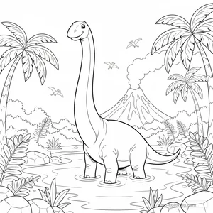 Desenho Brachiosaurus in Lake para Colorir #13