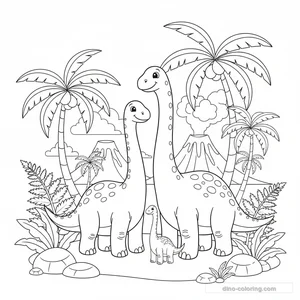 Desenho Brachiosaurus Family para Colorir #5