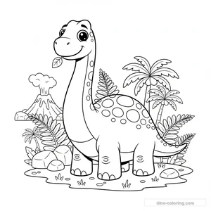 Disegno Cute Brachiosaurus da Colorare #16
