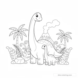 Desenho Brachiosaurus Family para Colorir #13