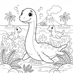 Desenho Sea Dinosaur Family para Colorir #10