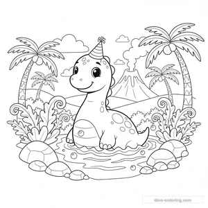 Desenho Cute Sea Dinosaur para Colorir #1