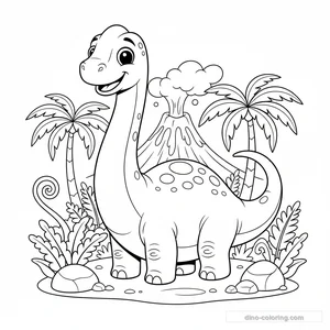 Desenho Cute Diplodocus para Colorir #42