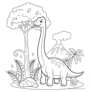 Disegno Eating Diplodocus da Colorare #3