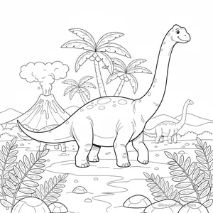 Desenho Migrating Diplodocus para Colorir #2