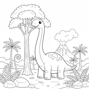 Desenho Eating Diplodocus para Colorir #15