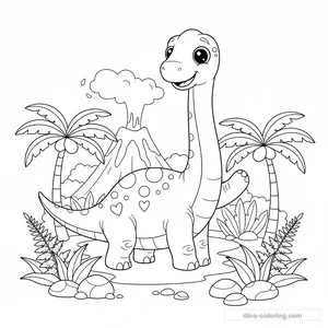 Desenho Cute Diplodocus para Colorir #16