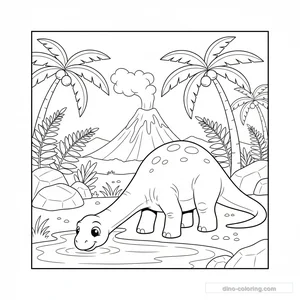 Desenho Diplodocus at Lake para Colorir #43