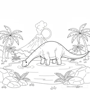 Desenho Diplodocus at Lake para Colorir #9