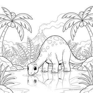 Disegno Diplodocus at Lake da Colorare #17