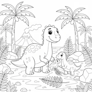Desenho Iguanodon Family para Colorir #36