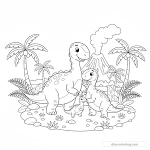Desenho Iguanodon Family para Colorir #10