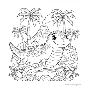 Desenho Friendly Mosasaurus para Colorir #6