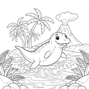 Desenho Jumping Mosasaurus para Colorir #9