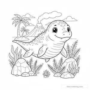 Desenho Baby Mosasaurus para Colorir #1