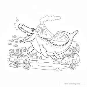Desenho Hunting Mosasaurus para Colorir #10
