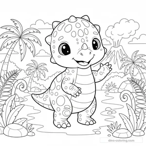 Desenho Baby Pachycephalosaurus para Colorir #39