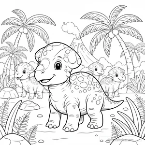 Desenho Pachycephalosaurus Herd para Colorir #27