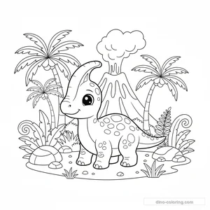 Disegno Baby Parasaurolophus da Colorare #25