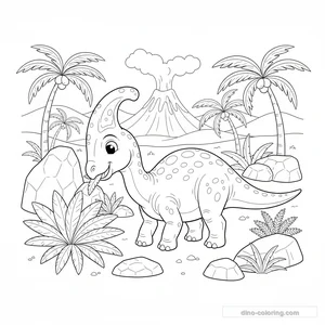 Disegno Eating Parasaurolophus da Colorare #10