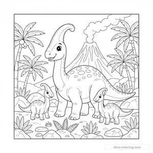 Parasaurolophus Family Ausmalbild #10