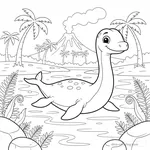 Desenho Swimming Plesiosaur para Colorir #8