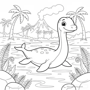 Desenho Swimming Plesiosaur para Colorir #8