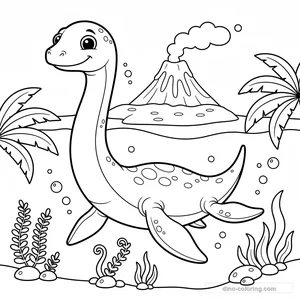Desenho Swimming Plesiosaur para Colorir #10