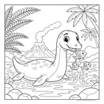 Desenho Fishing Plesiosaur para Colorir #4