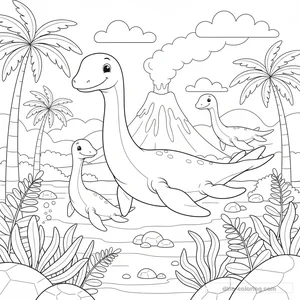 Desenho Plesiosaur Family para Colorir #3