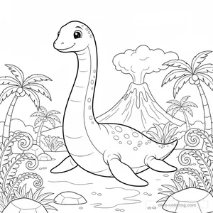 Desenho Long Neck Plesiosaur para Colorir #6