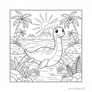 Desenho Ocean Plesiosaur para Colorir #9