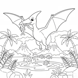 Desenho Fishing Pteranodon para Colorir #39