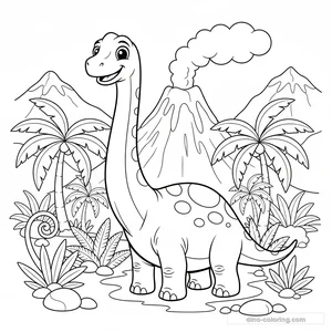 Volcanic Prehistoric Scene Ausmalbild #2