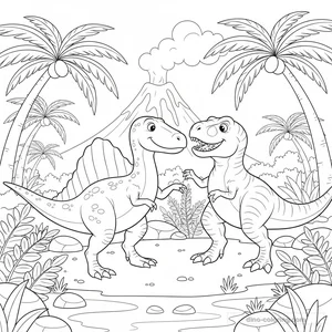 Spinosaurus vs T-Rex Ausmalbild #26