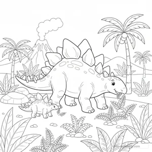 Disegno Stegosaurus Family da Colorare #4
