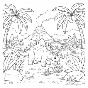 Desenho Stegosaurus Family para Colorir #25