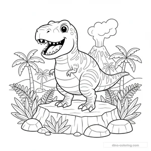 Desenho T-Rex on Rock para Colorir #1