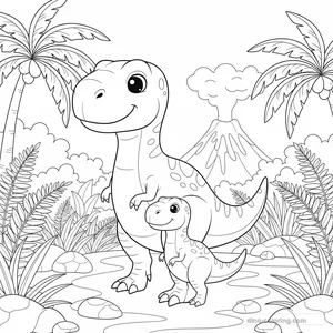 Dibujo T-Rex Family para Colorear #5