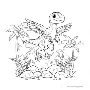 Desenho Jumping Velociraptor para Colorir #3