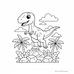 Disegno Jumping Velociraptor da Colorare #13