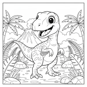 Disegno Friendly Velociraptor da Colorare #14