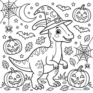 Dibujo Wizard Parasaurolophus para Colorear #8