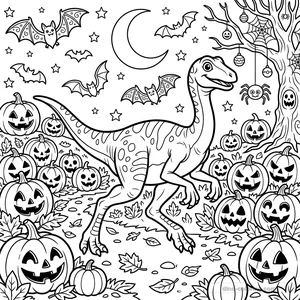 Dibujo Pumpkin Patch Gallimimus para Colorear #13
