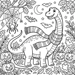 Dibujo Autumn Diplodocus para Colorear #16