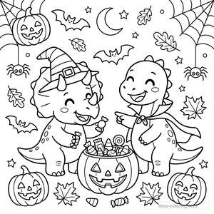 Dibujo Dinosaurs Sharing Candy para Colorear #6