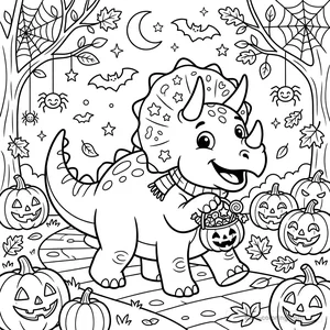 Dibujo Trick-or-Treat Triceratops para Colorear #3